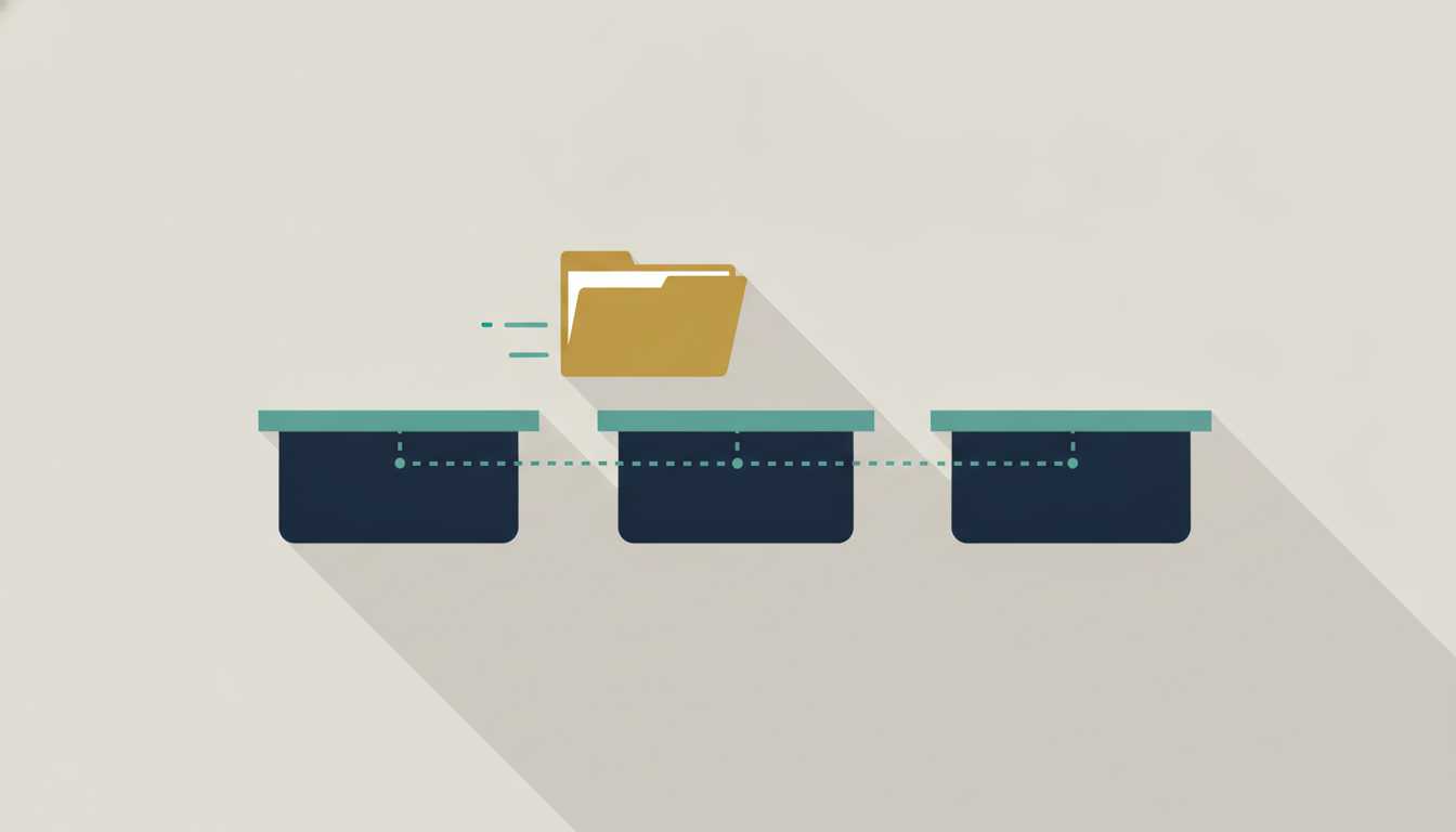 Illustration d'un dossier transmis successivement entre plusieurs postes